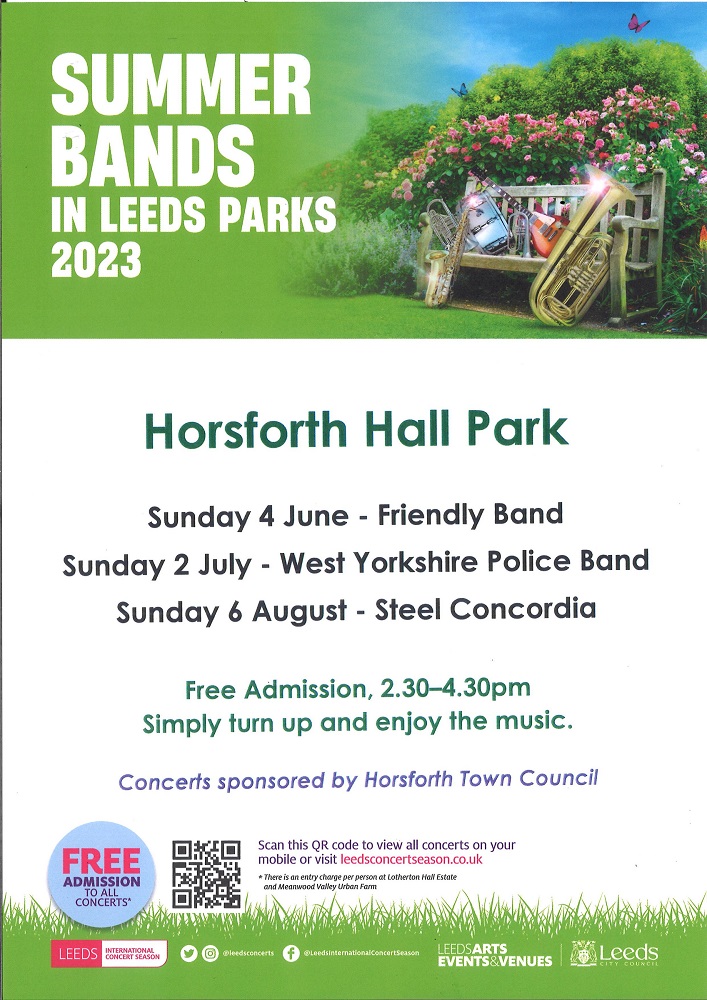 Summer bands in Hall Park poster
