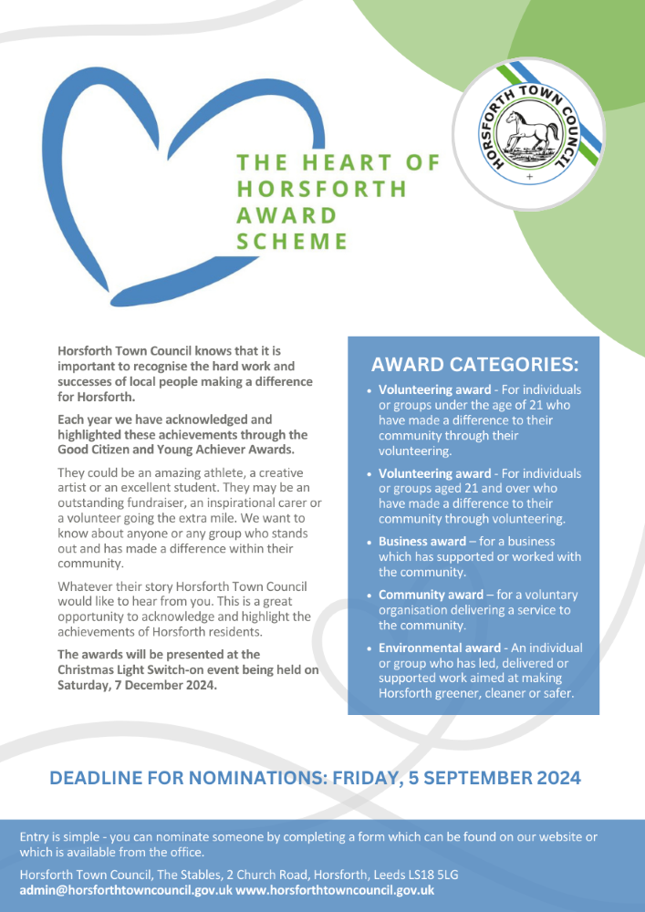 The Heart of Horsforth award scheme poster
