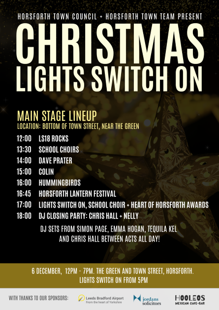 Horsforth Christmas lights switch on 2025 main stage line up