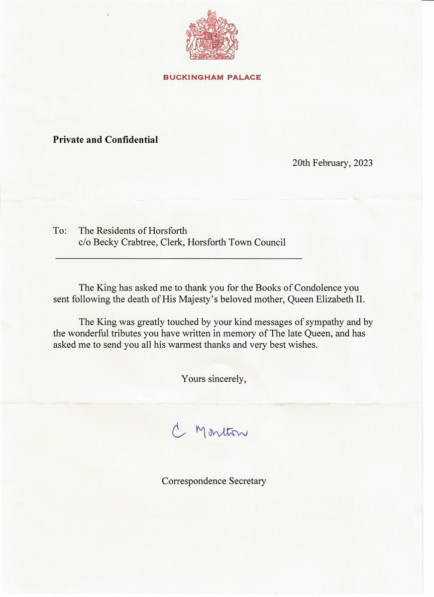 Letter from Buckingham Palace