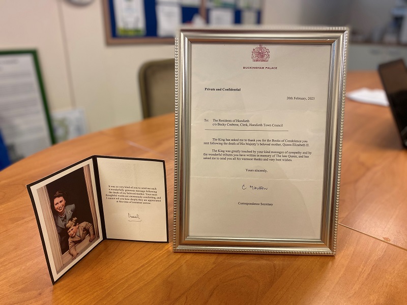 Framed letter of thanks from Buckingham Palace