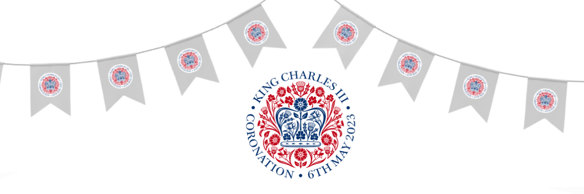 Coronation bunting with Coronation logo
