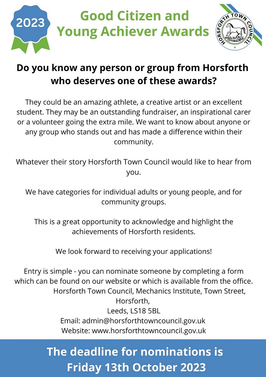 Poster promoting Good Citizen and Young Achiever Awards 2023