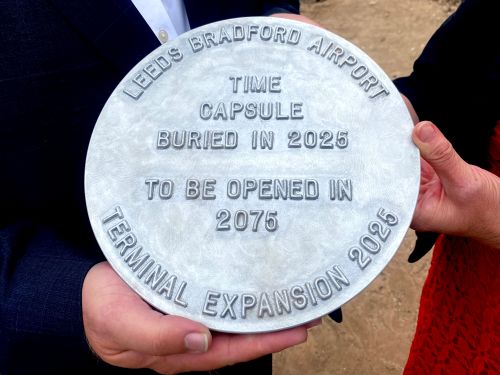 Councillors at time capsule burial at Leeds Bradford Airport